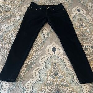 True Religion Dark Blue Straight-Leg Skinny Jeans with Rivet Detail